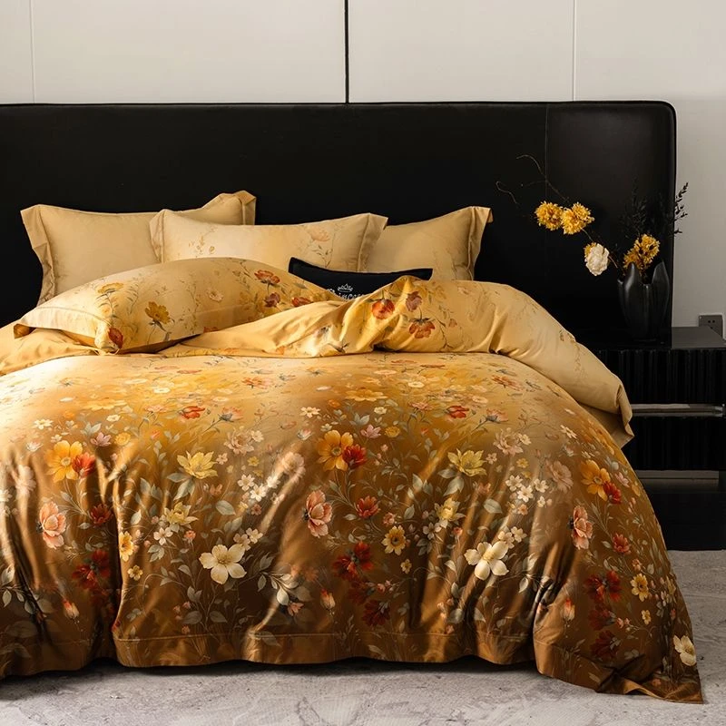 法式依芙德伦金设计师款手绘9D数码印花四件套