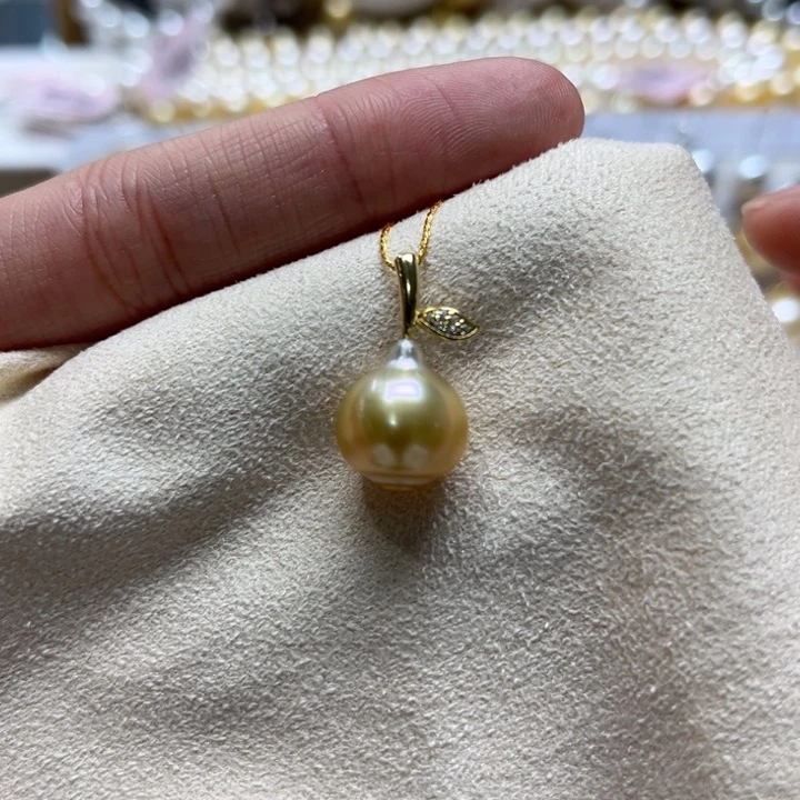 银S925镶嵌吊坠(不含链)海水珍珠11-12m 104号