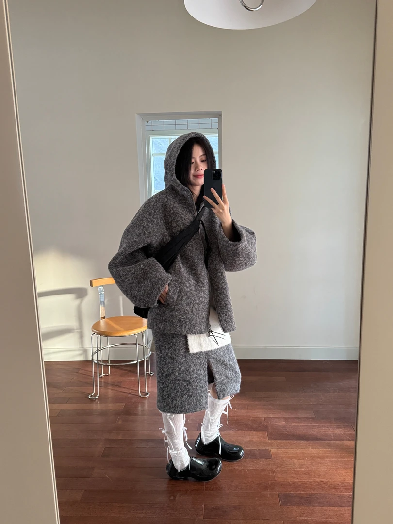 Y-sc 思瑶专属款【冬季新款】尼料毛呢拼接半裙 #SYC4522 ★