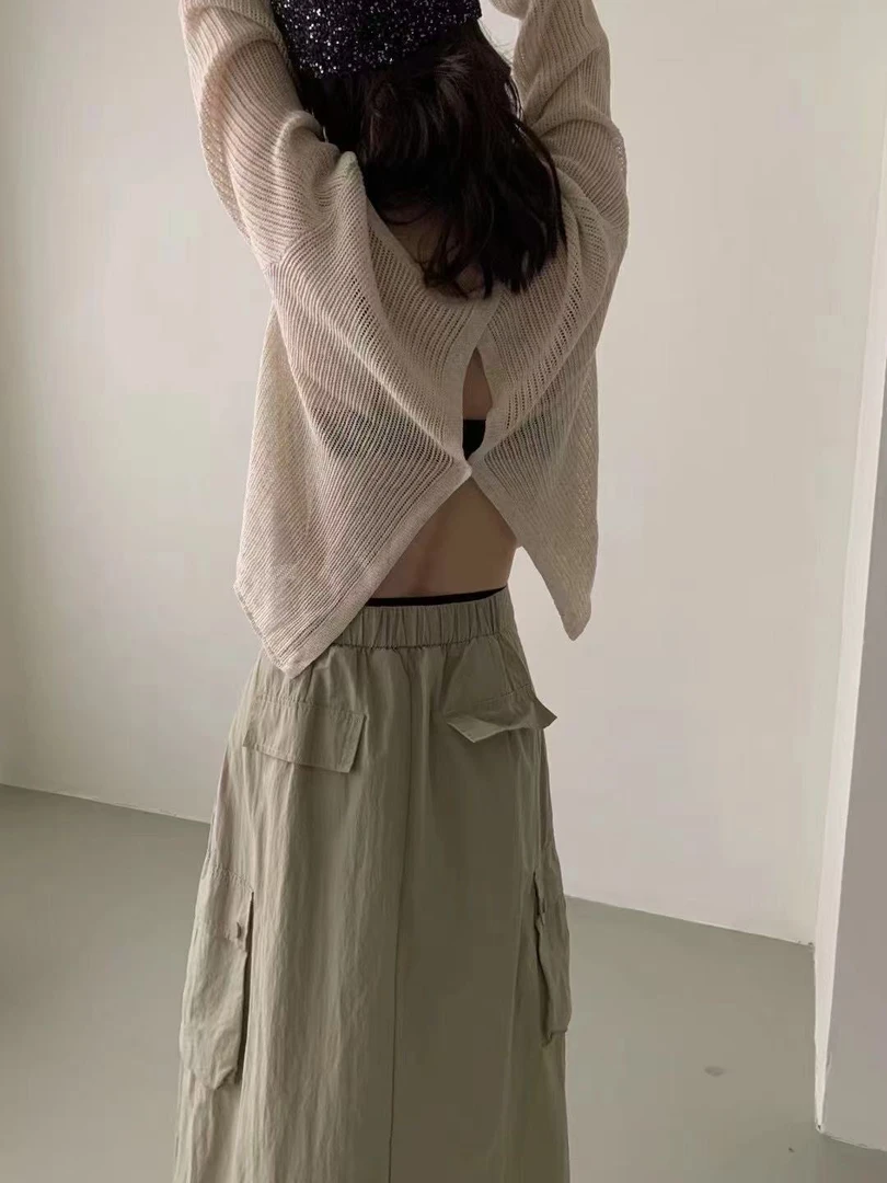泡菜 针织后背交叉套头网罩