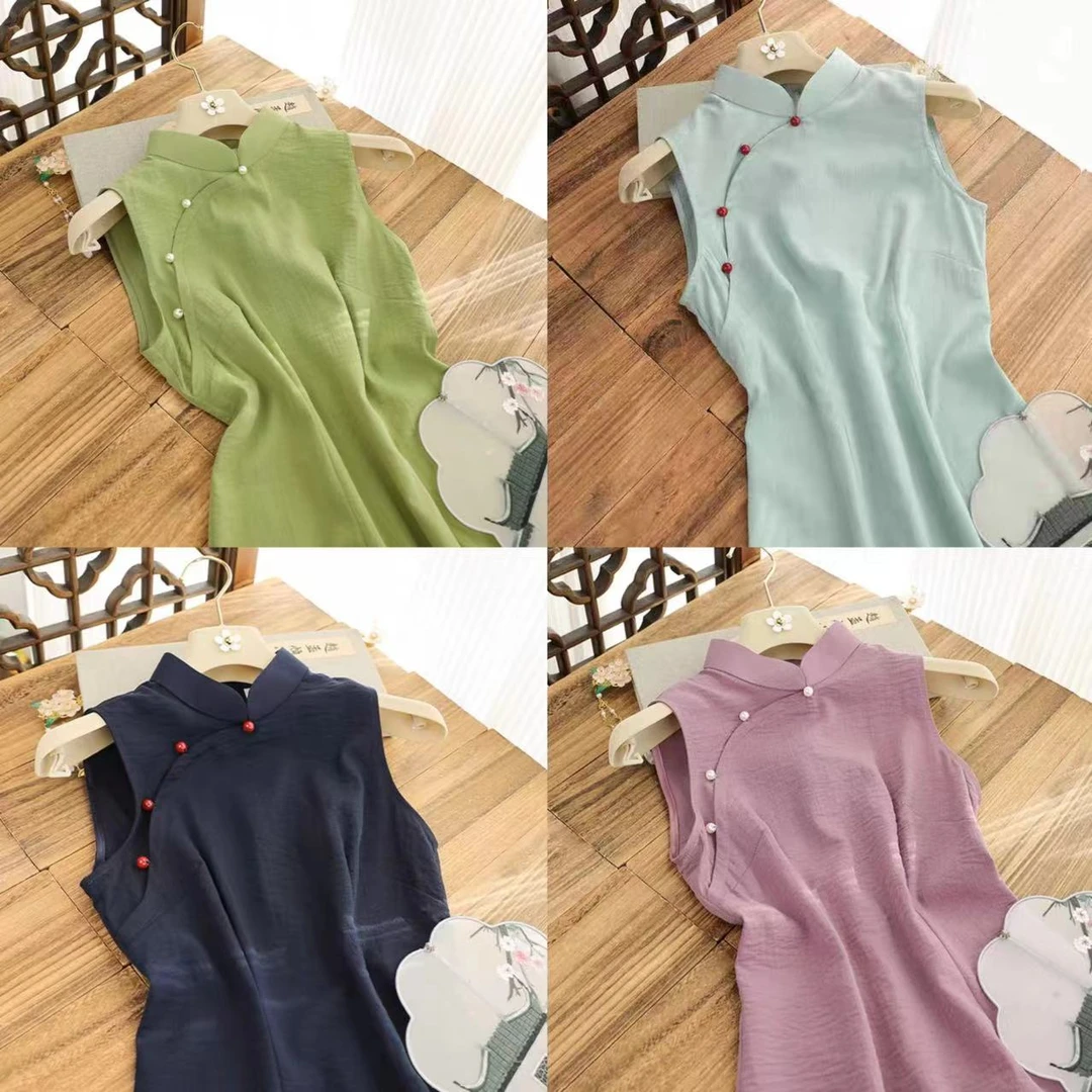 【等烟雨】复古改良新中式古法无袖旗袍女2025年春夏新款国风