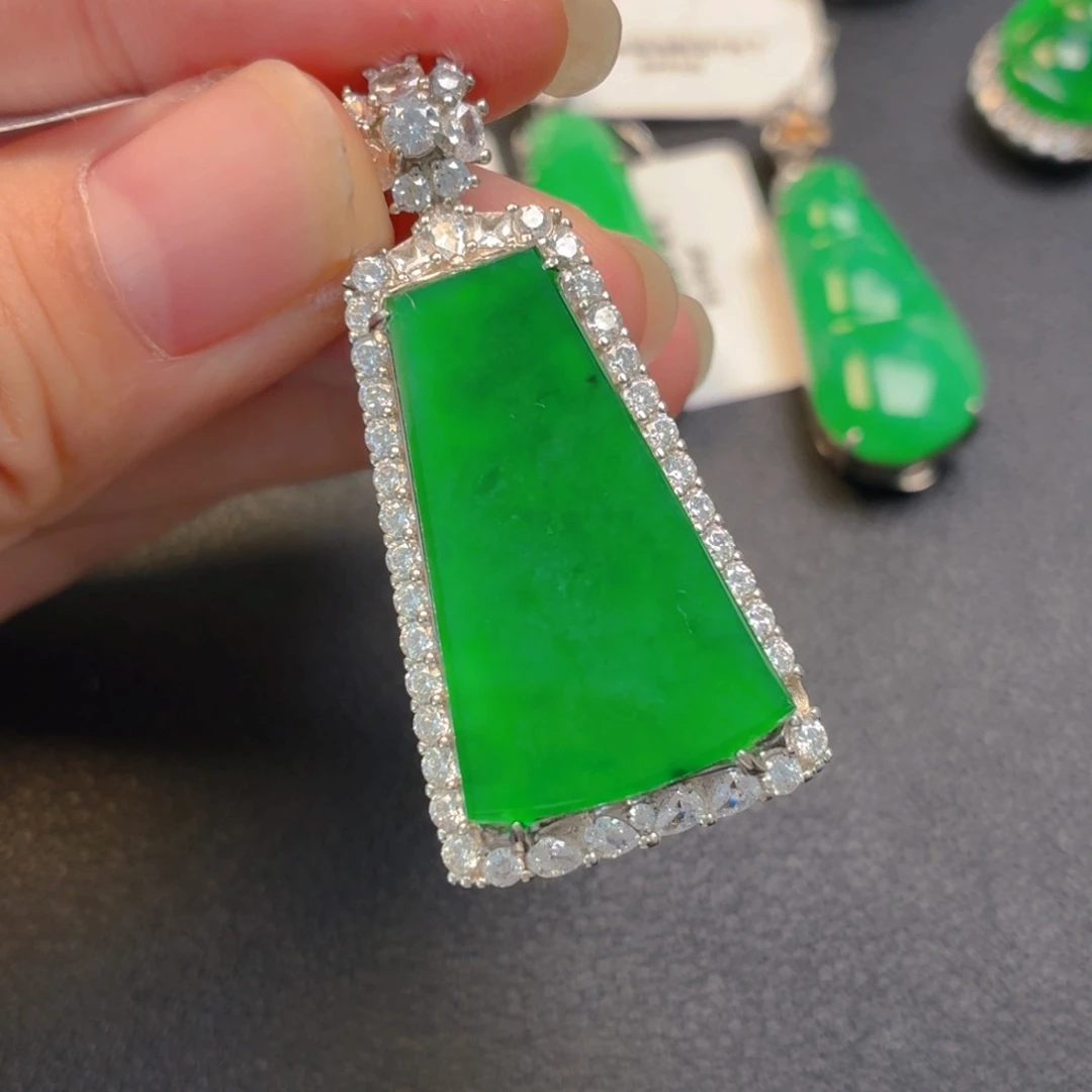 翡翠银S925镶嵌吊坠(不含链)