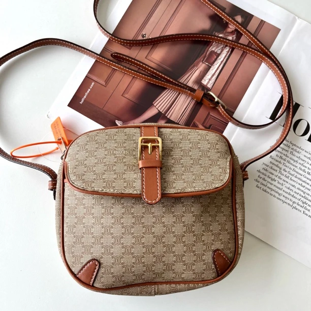 95新 Celine/思琳 XM/凯旋门满印浅色老花斜跨/F3JJ01427967换