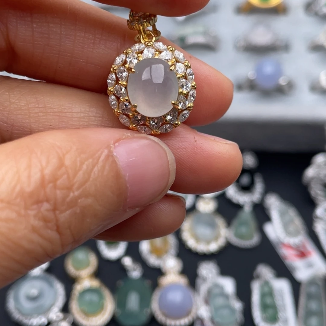 翡翠银S925镶嵌颈饰