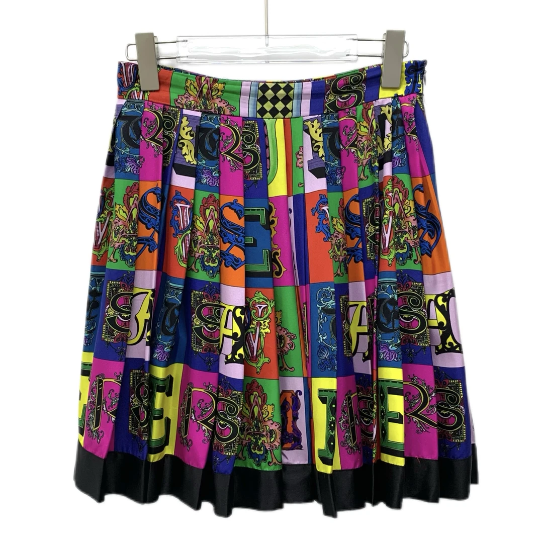 95新 VERSACE/范思哲 DW0274 图案印花满印百褶裙半身裙 S