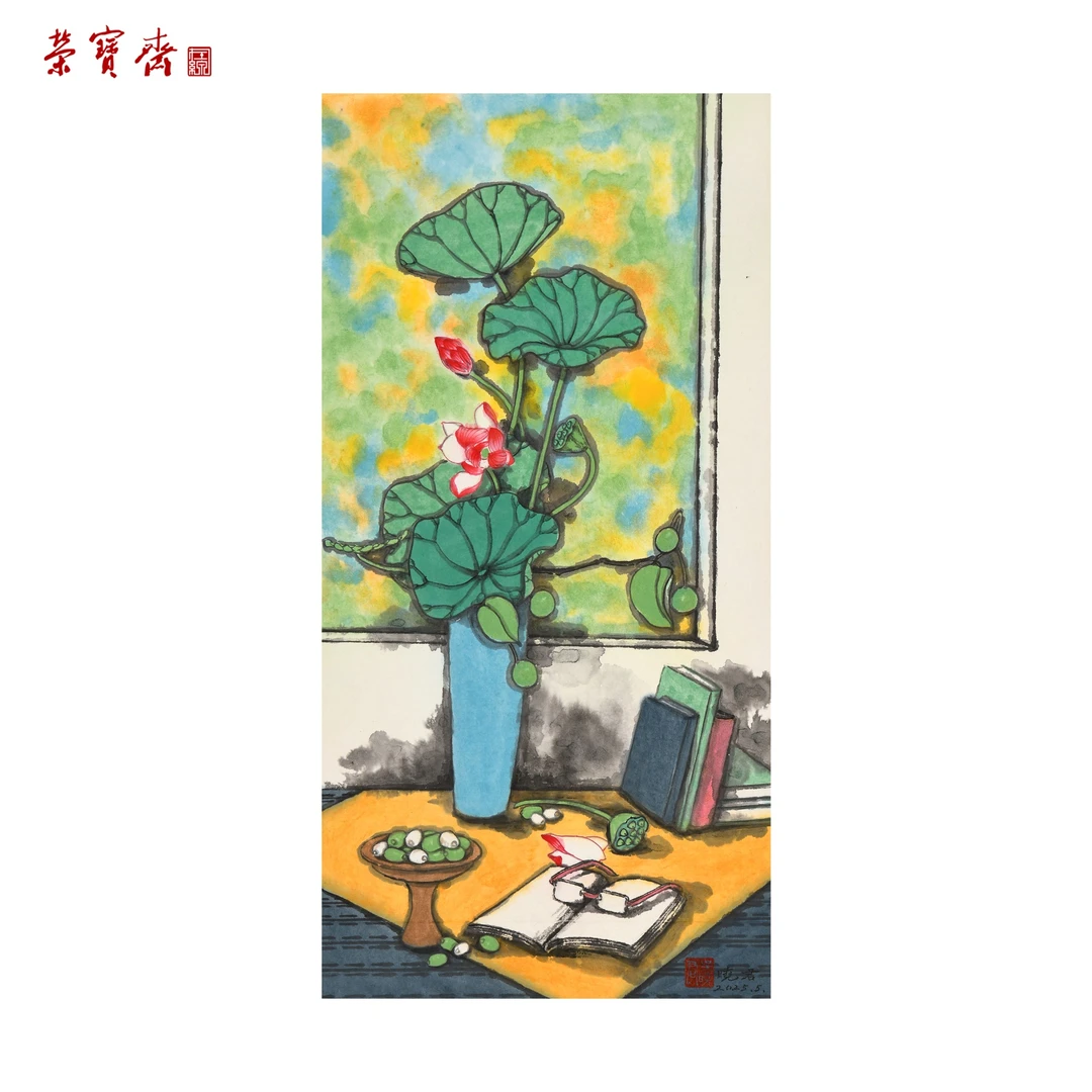 -29(F24250)《瓶花系列》 书画 纸本已托 48*24cm