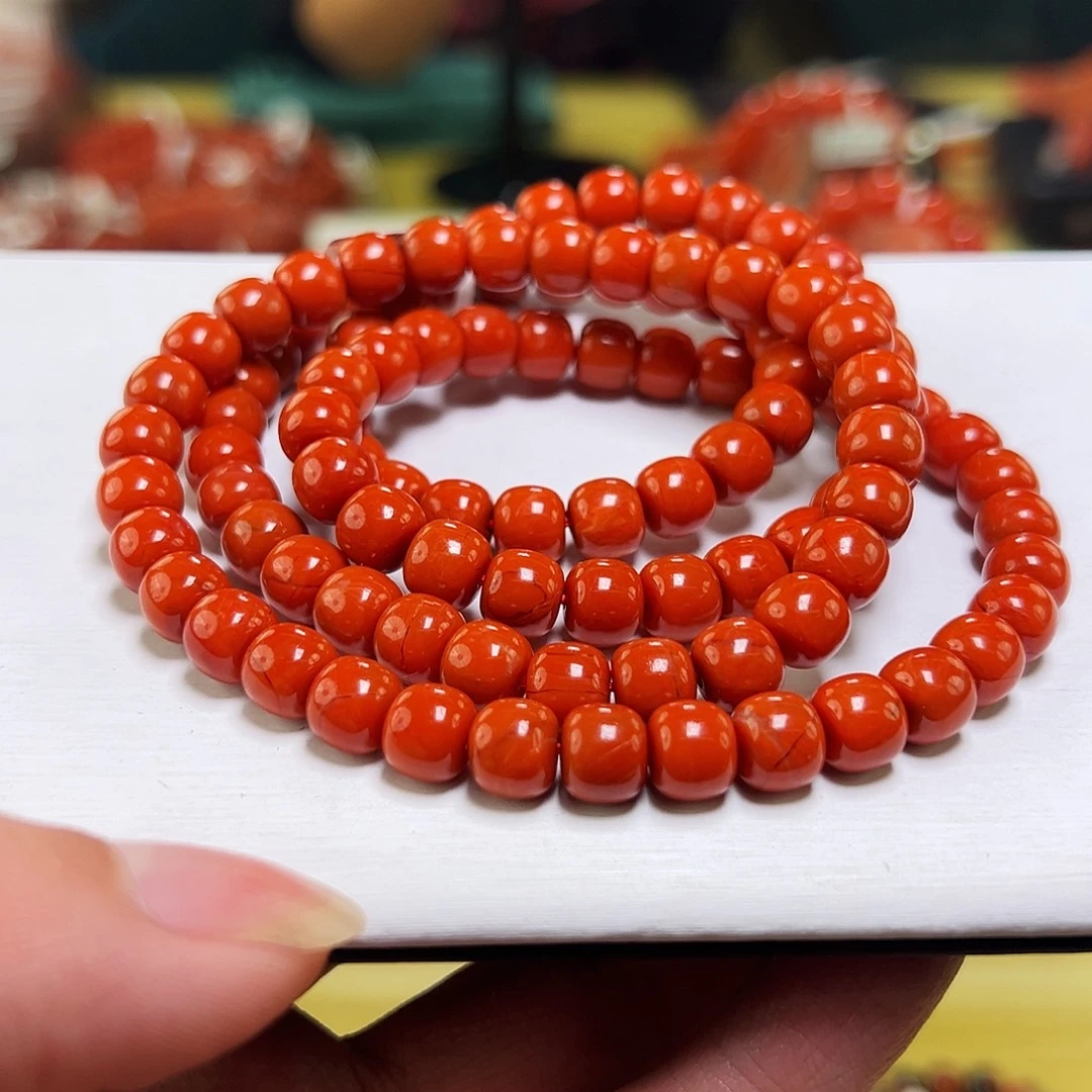 南红玛瑙未镶嵌多样性发一多圈108老型毕业级辣椒红保山南红