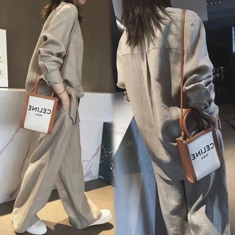 衬衫+休闲阔腿裤宽松两件套女2025衬衫女2025新款爆款洋气