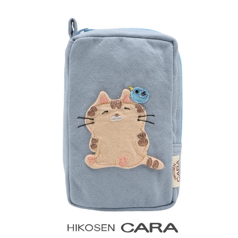 HIKOSEN CARA卡拉猫小虎斑福喵手拿包日系帆布迷你女化妆包收纳包