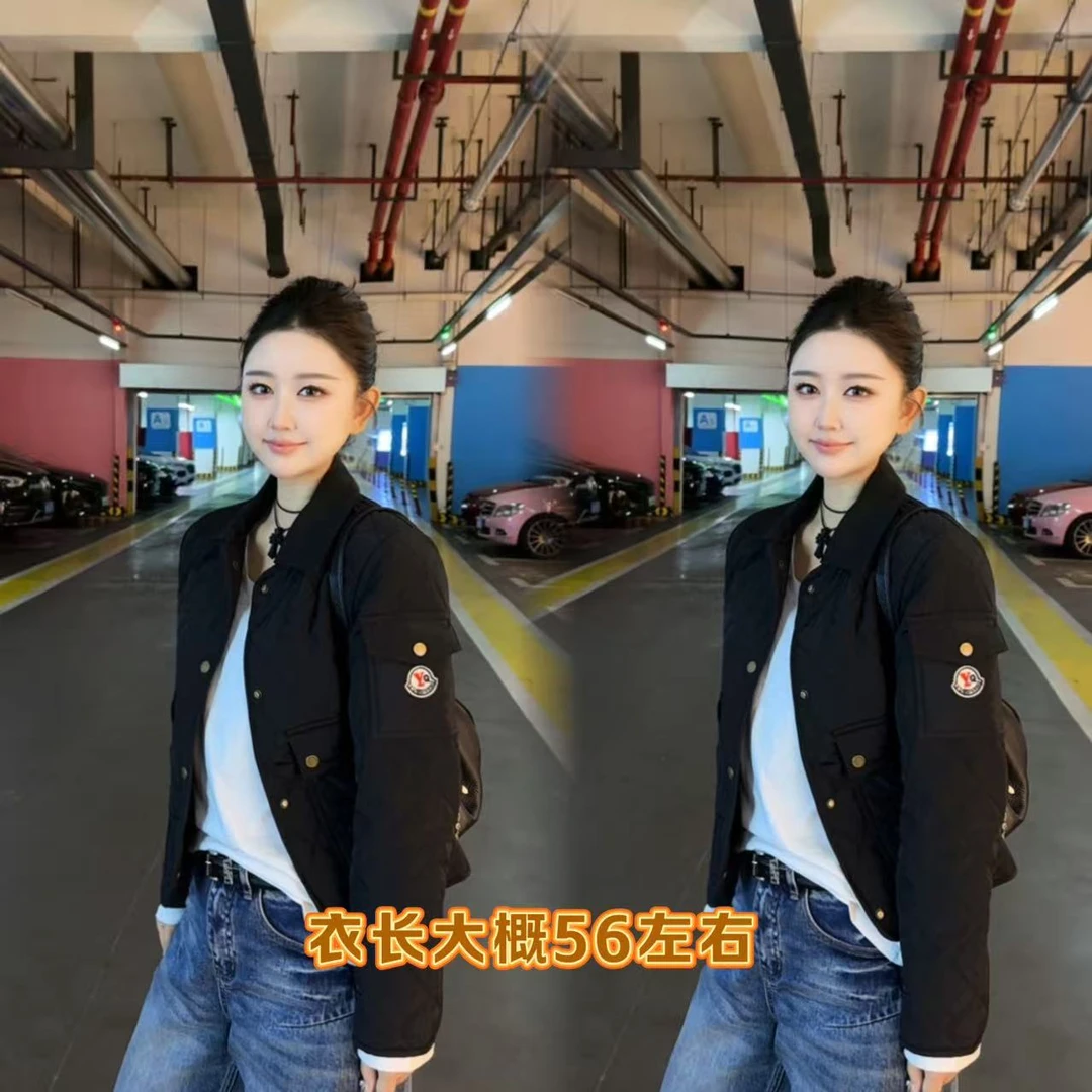 翻领压线菱形块显瘦薄棉夹克外套