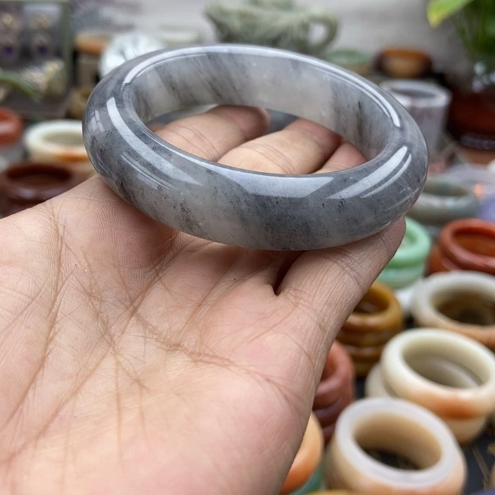未镶嵌手镯石英岩玉水墨丹青