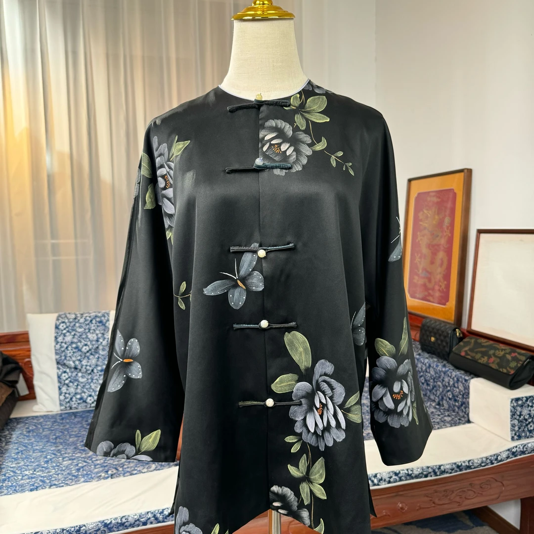 品叔&重工 · 桑蚕丝莨绸手绘新中式盘扣外套