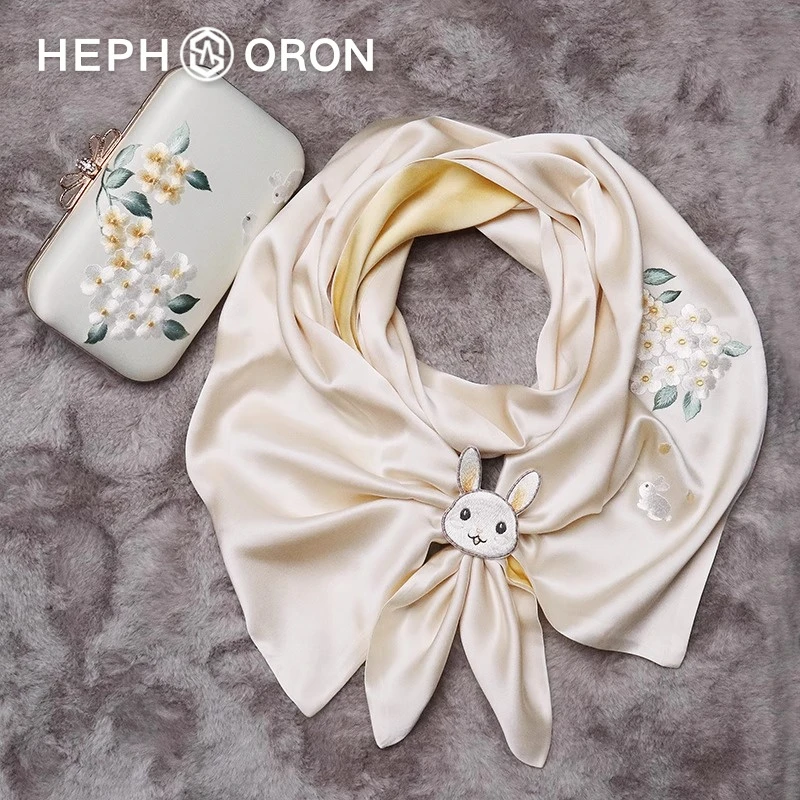 HEPHSORON苏绣丝巾妈妈款高档气质香槟旗袍披肩桑蚕丝围巾礼盒装