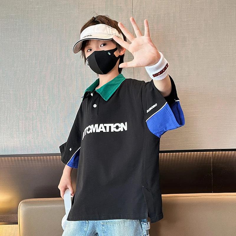 夏季新款韩版POLO衫男孩休闲半袖中大童夏装翻领薄款短袖