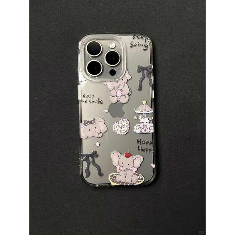 奥菲顿蝴蝶结音乐小象适用iPhone16/15pro高透13手机壳14苹果12套