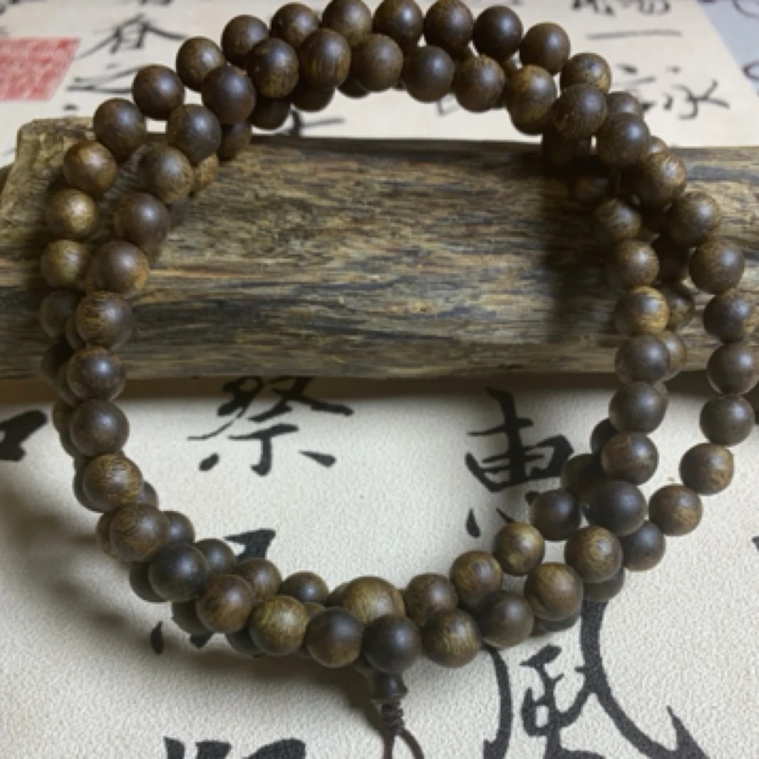 沉香绿棋楠沉香卡8mm规格30克108颗多圈高结油香味浓郁