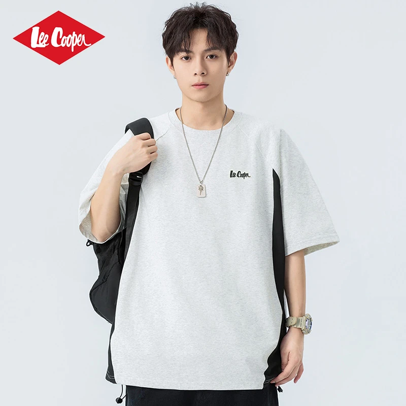 LEE COOPER撞色拼接透气短袖 T恤男女款夏季运动半袖休闲冰丝衣服