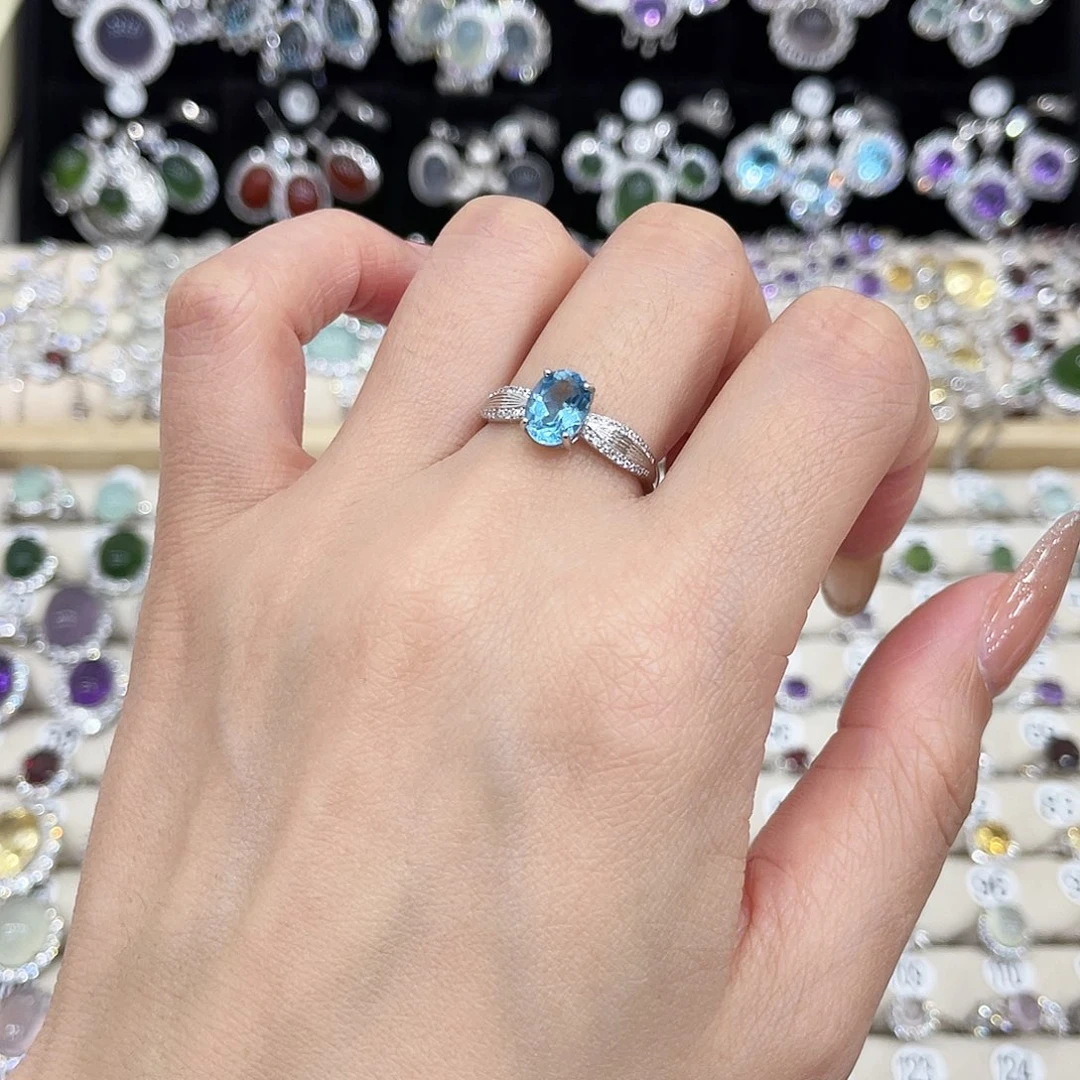 托帕石戒指银S925镶嵌