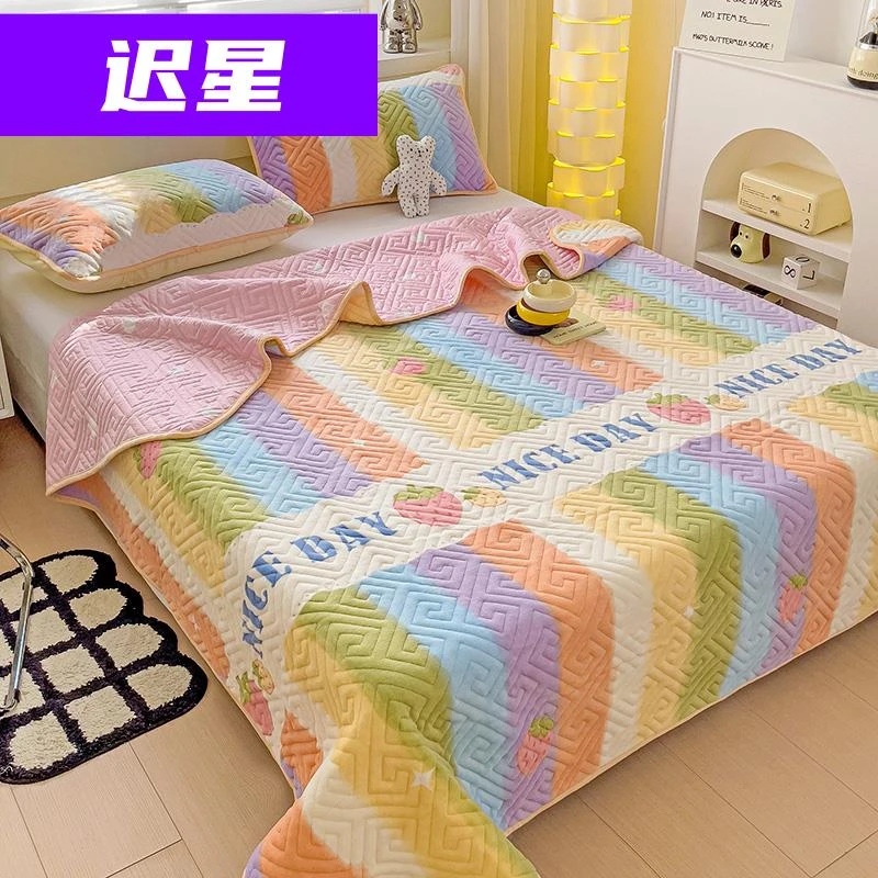 纯棉床盖双面一面绒一面棉2025新款四季通用牛奶绒床单三件套全棉