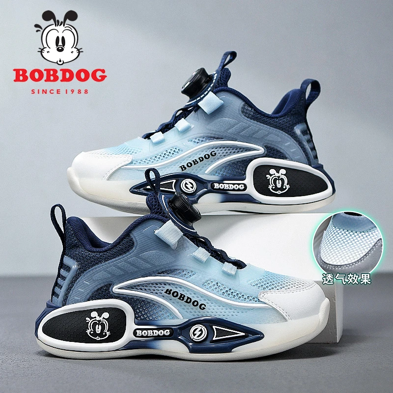 巴布豆男童鞋子夏季新款2025单网透气镂空网面中大童儿童运动鞋潮