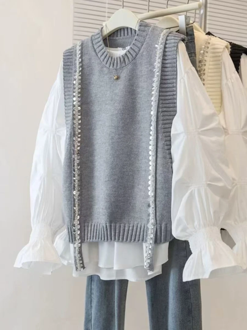 （春季马甲集合链）2025年春季新品小香风百搭款马甲套头洋气针织