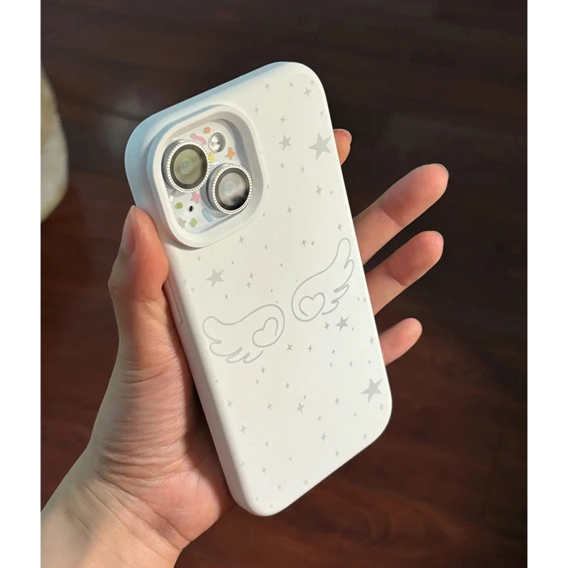 ins翅膀星星适用苹果16液态15PRO手机壳iPhone14大孔13新12保护套
