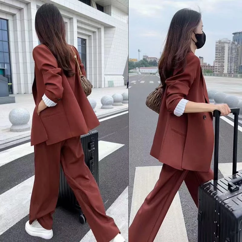 网红小西装套装女2025秋韩版新款时尚洋气小个子职业阔腿裤两件套