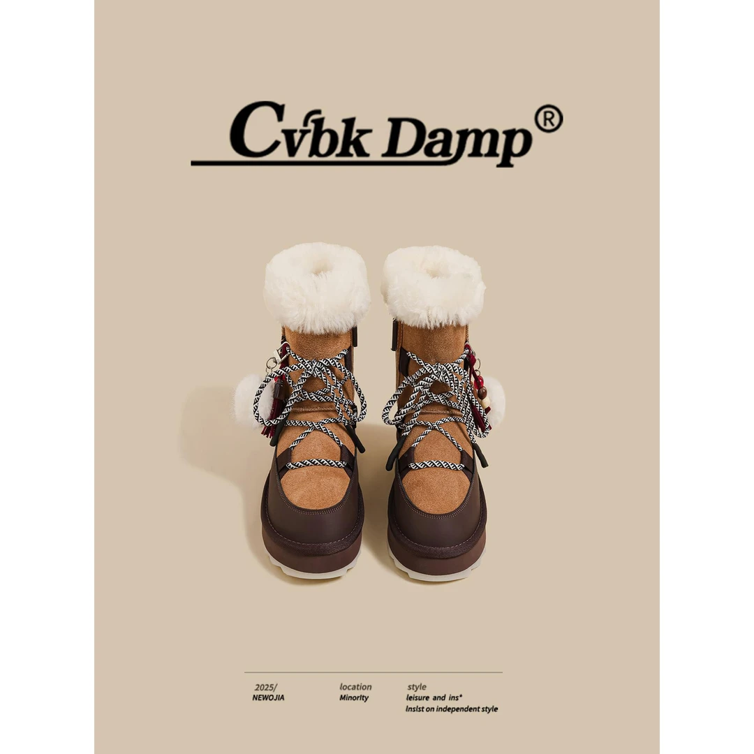 鞋子女款爆款2025新款年新款厚底运动外穿雪地靴女冬加绒加厚短靴