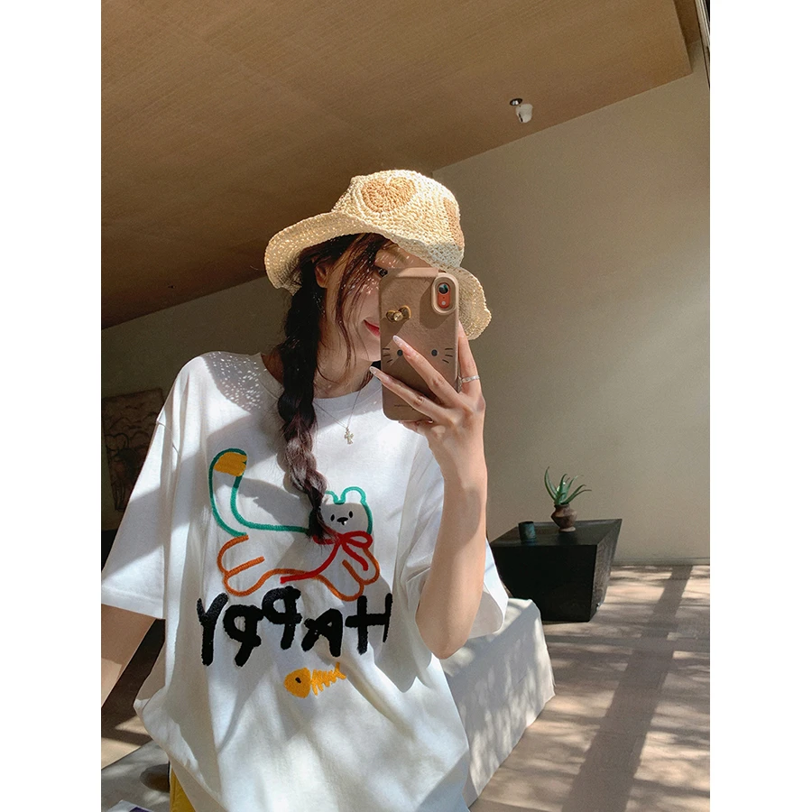 张贝贝 氧气甜心 冰爽雪花棉 立体毛巾绣卡通减龄t