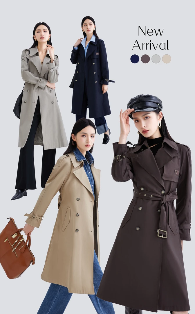 【YANGSHANG】中长款气质双排扣秋季英伦风中厚款风衣z23557