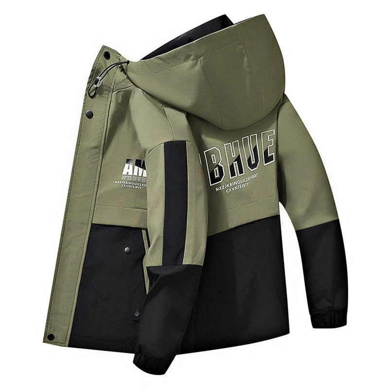 春秋季男士秋冬外套薄款连帽夹克休闲上衣工装2025春季新款冲锋衣