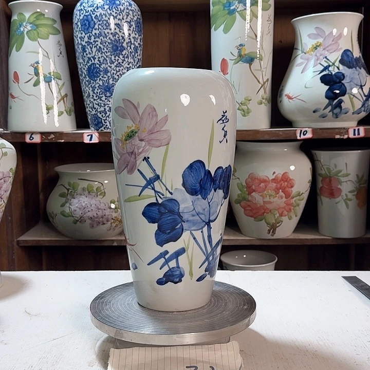 瓶大萝卜青花荷花新款陶瓷