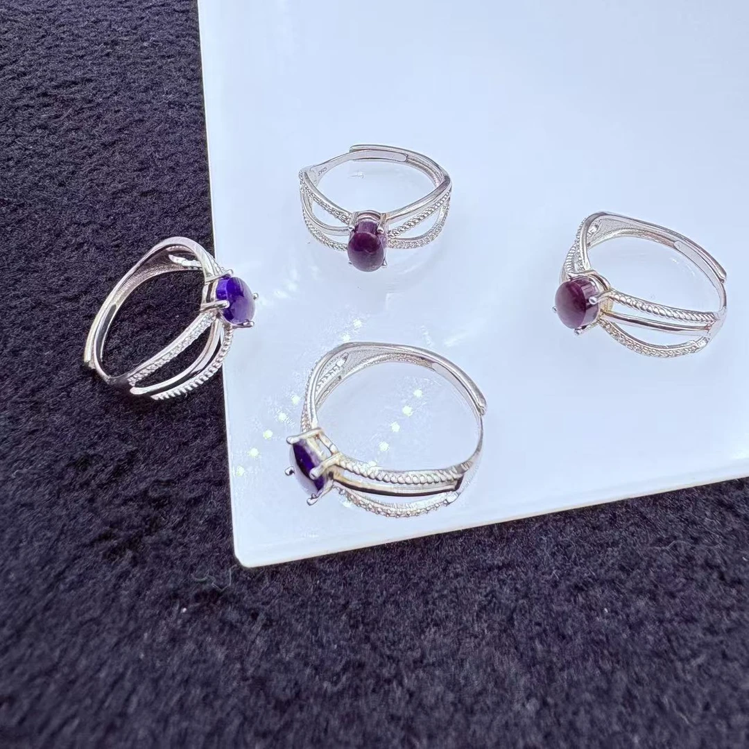 「戴琴珠宝」DQ1571-银镶舒俱来戒指（多样性发其一）