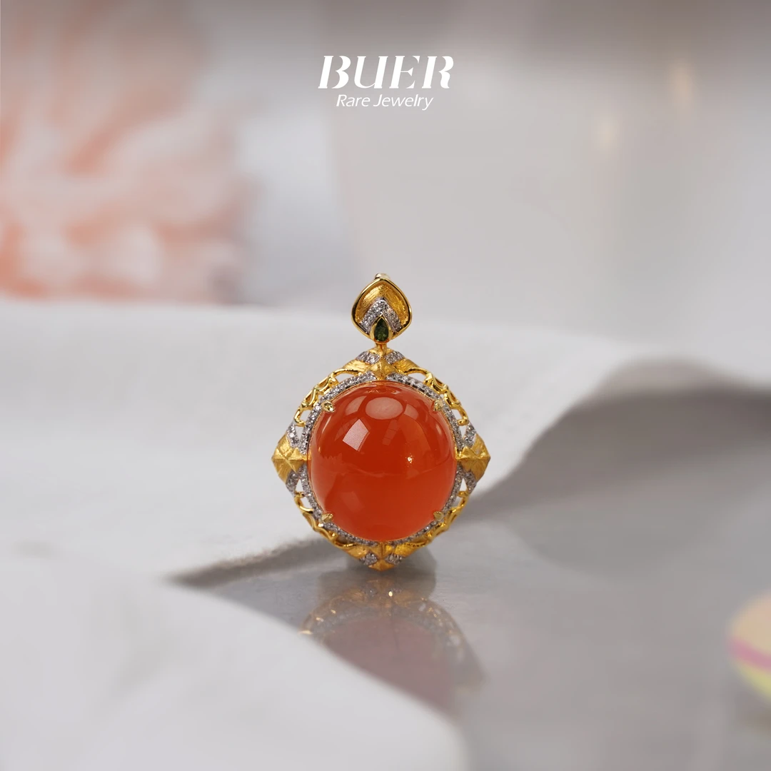 【不二】南红18K金吊坠(蛋面)