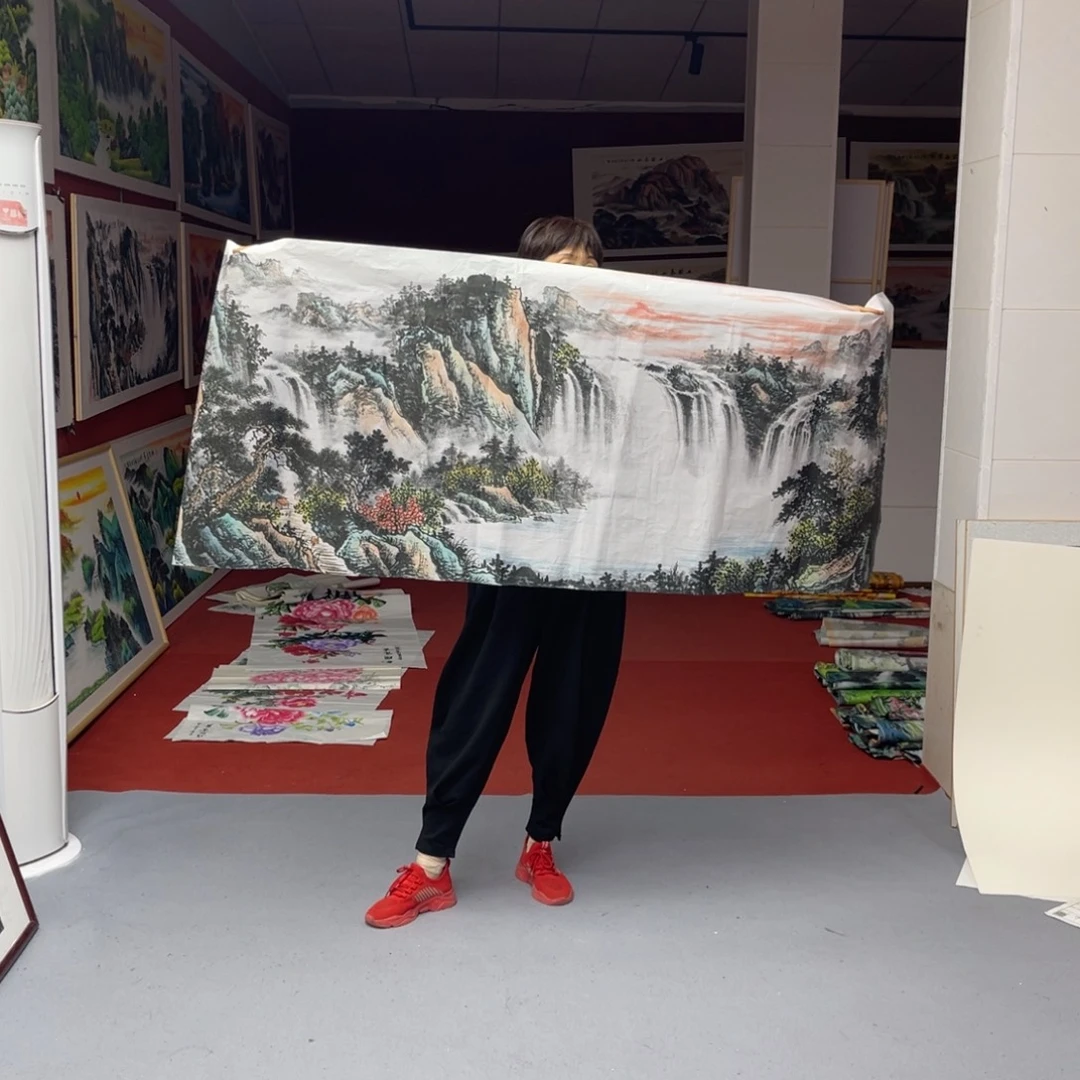 横款聚宝盆水墨的 180/70 无落款