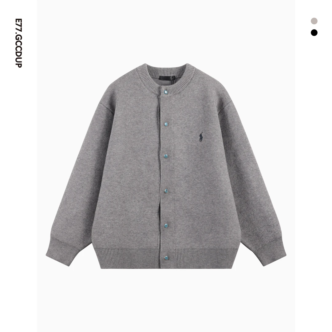 春季新款复古纯色圆领男女同款宽松休闲潮流百搭毛衣外套86311ka