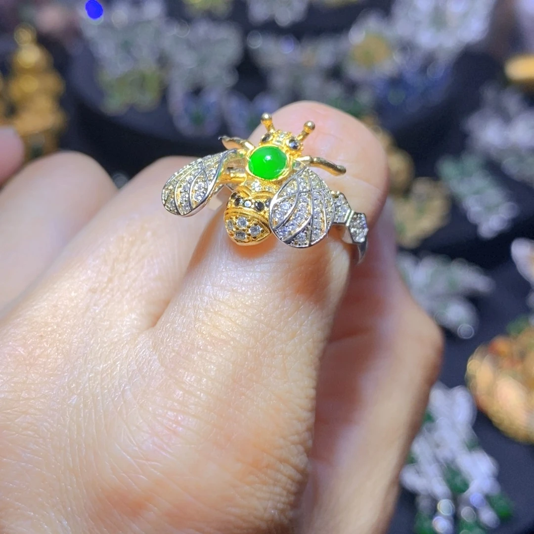 翡翠银S925镶嵌吊坠(不含链)天然翡翠
