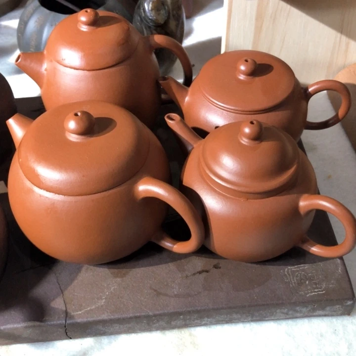 紫砂茶杯鸟*宜兴小煤窑朱泥小品4把、微瑕！