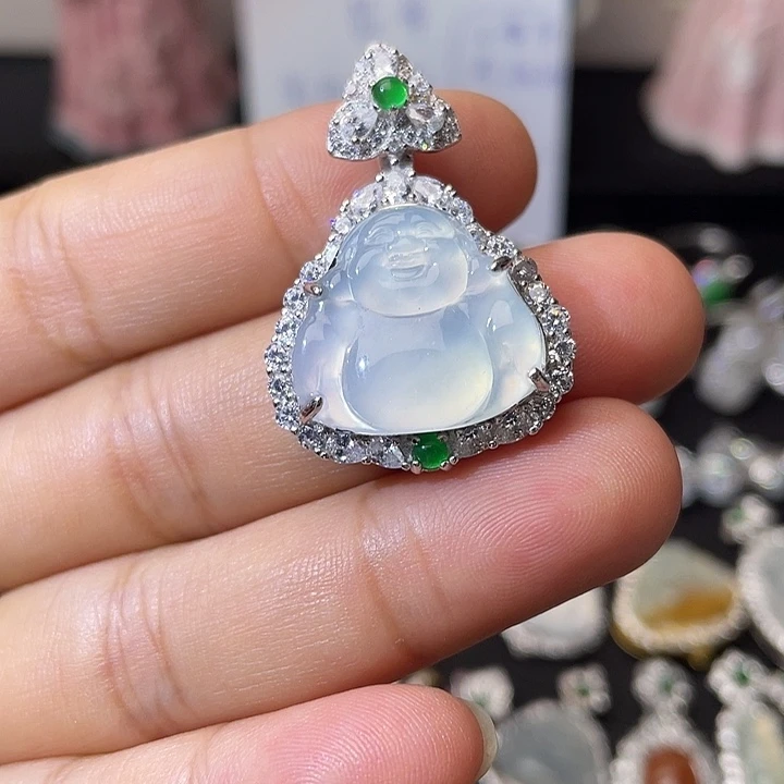 翡翠银S925镶嵌吊坠(不含链)