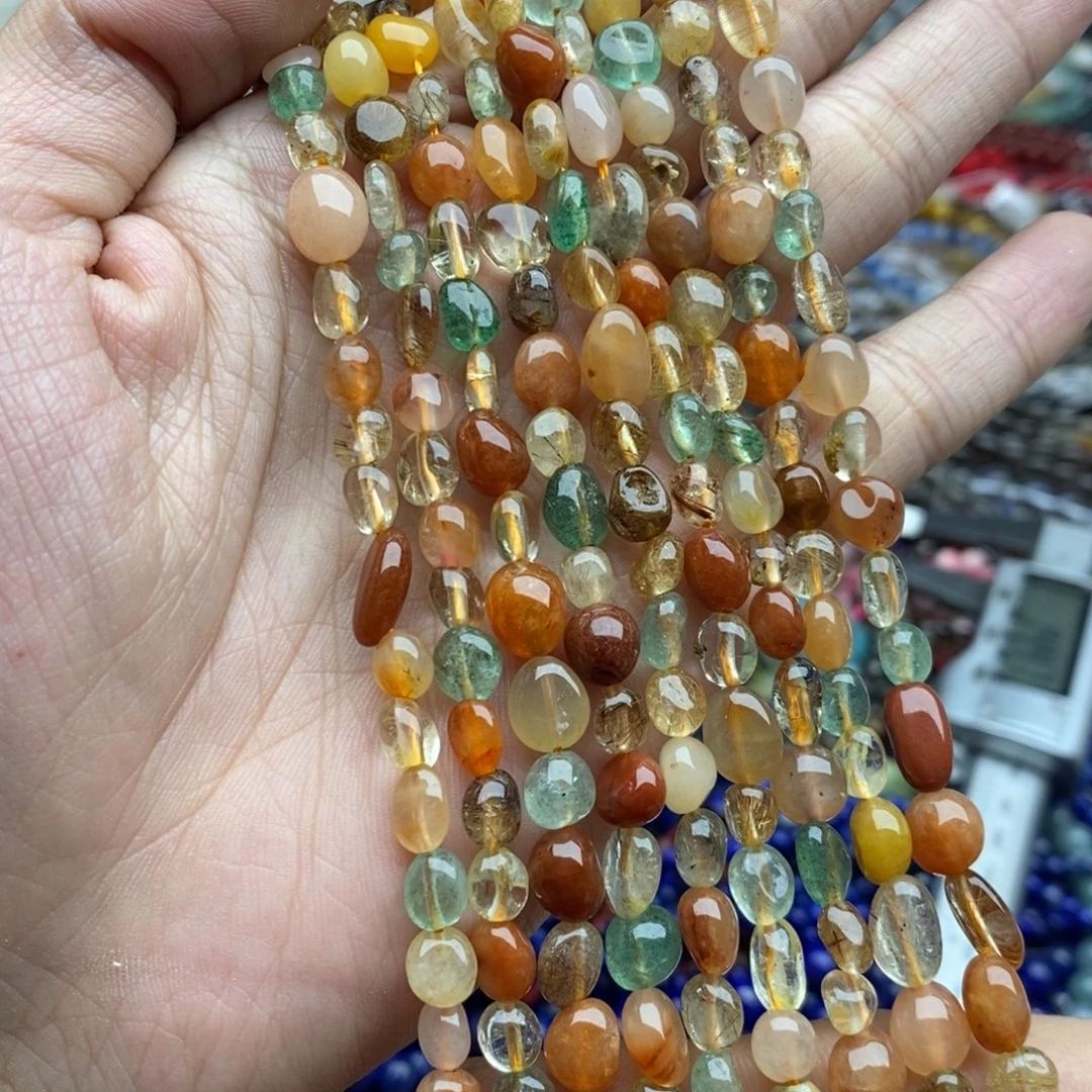 玛瑙/玉髓合金珠宝半成品一条天然兔毛发晶多宝随行7mm