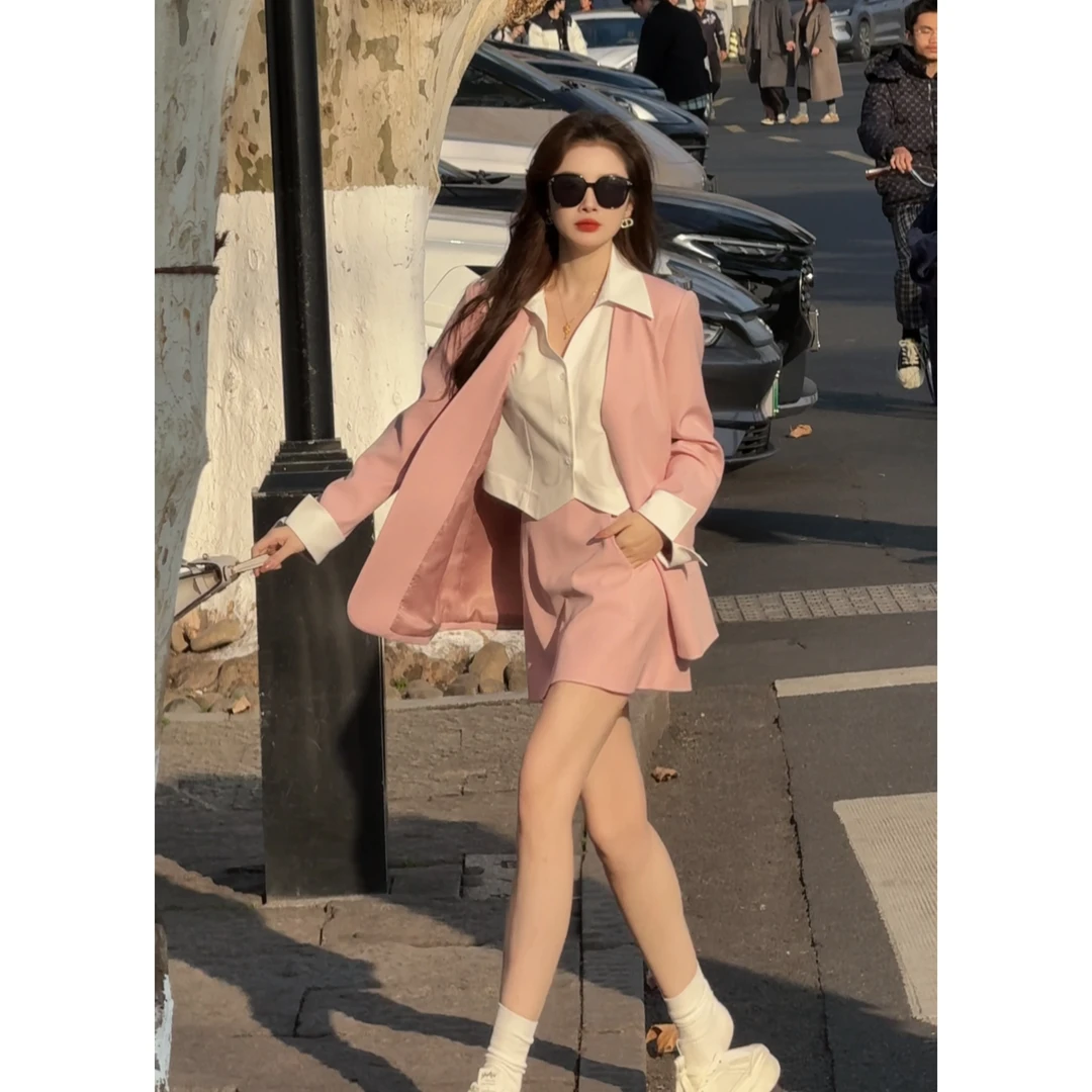 LiixuSP新款春季假两件拼接西装套装女半身裙两件套L51TZ081