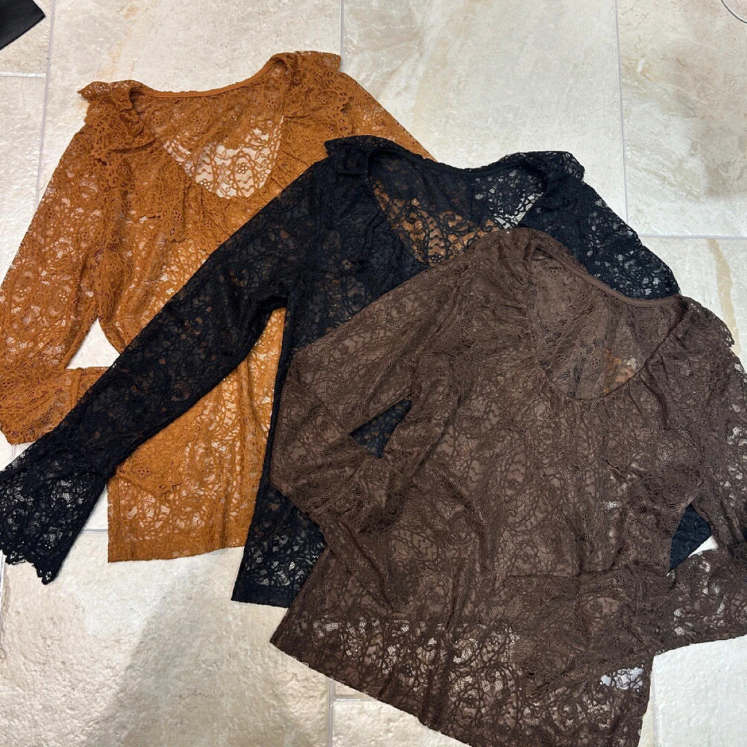 深圳南油新款蕾丝拼接百搭秋冬修身显瘦上衣女