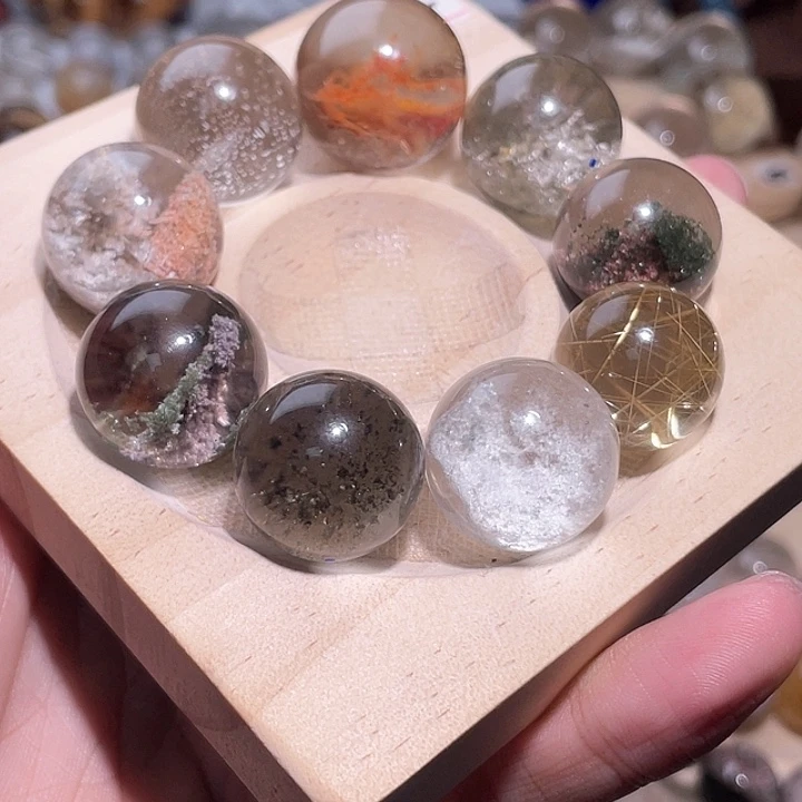 水晶手串未镶嵌K**M天然幽灵水晶手串