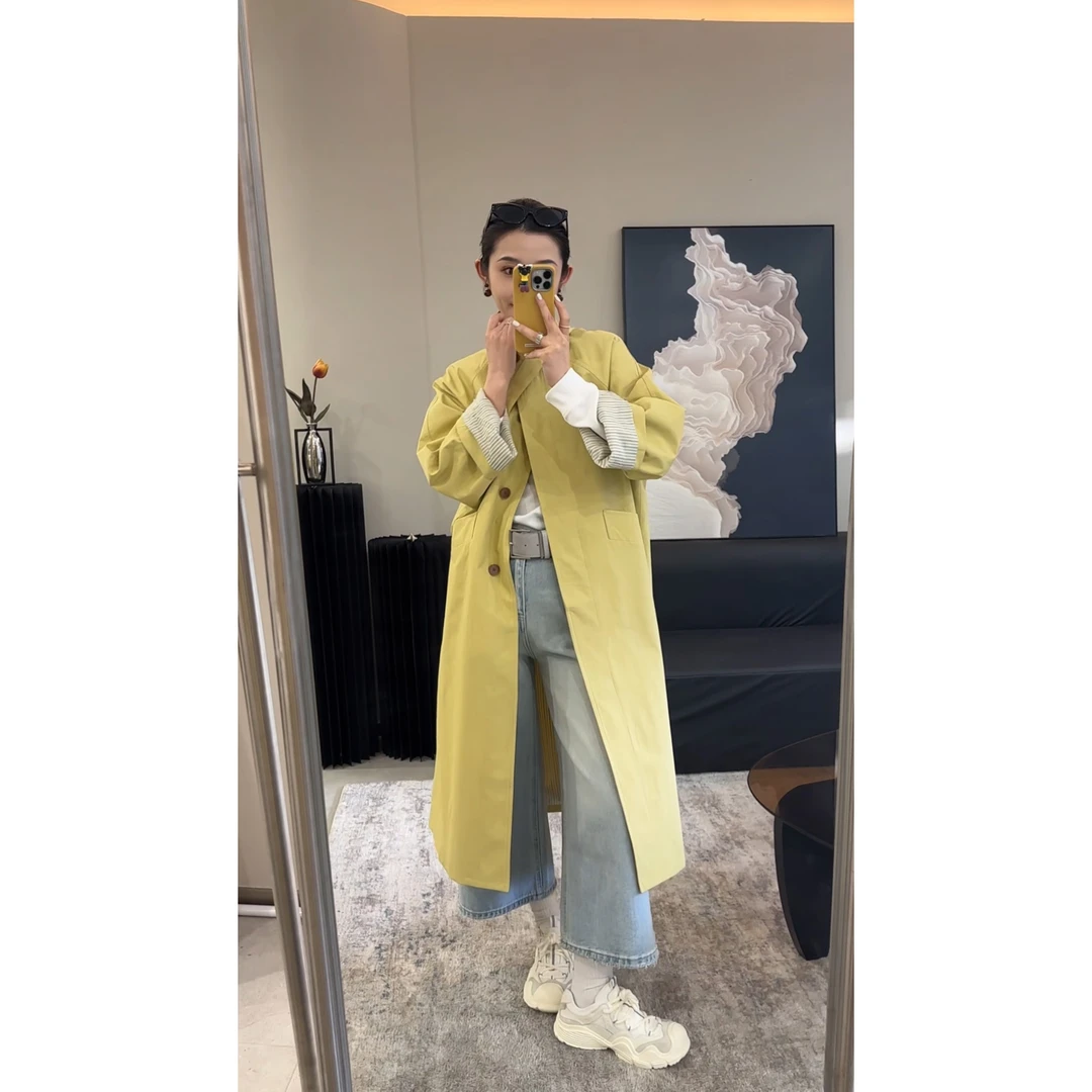 YM 2025新款早春秋小个子高级感超好看韩系中长款风衣外套女