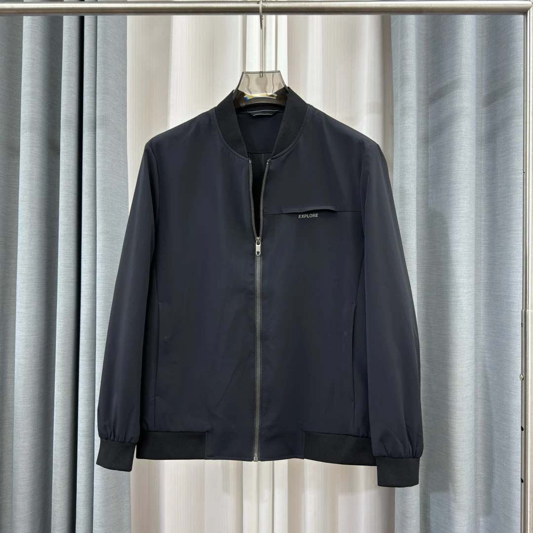 W863时尚简约百搭棒球领休闲商务外套男秋季男士弹力质感夹克衫