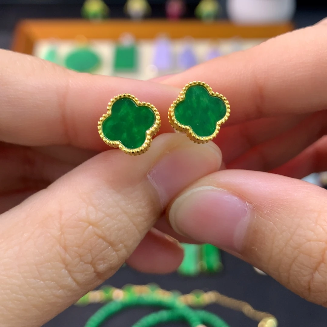 翡翠未镶嵌耳饰耳钉