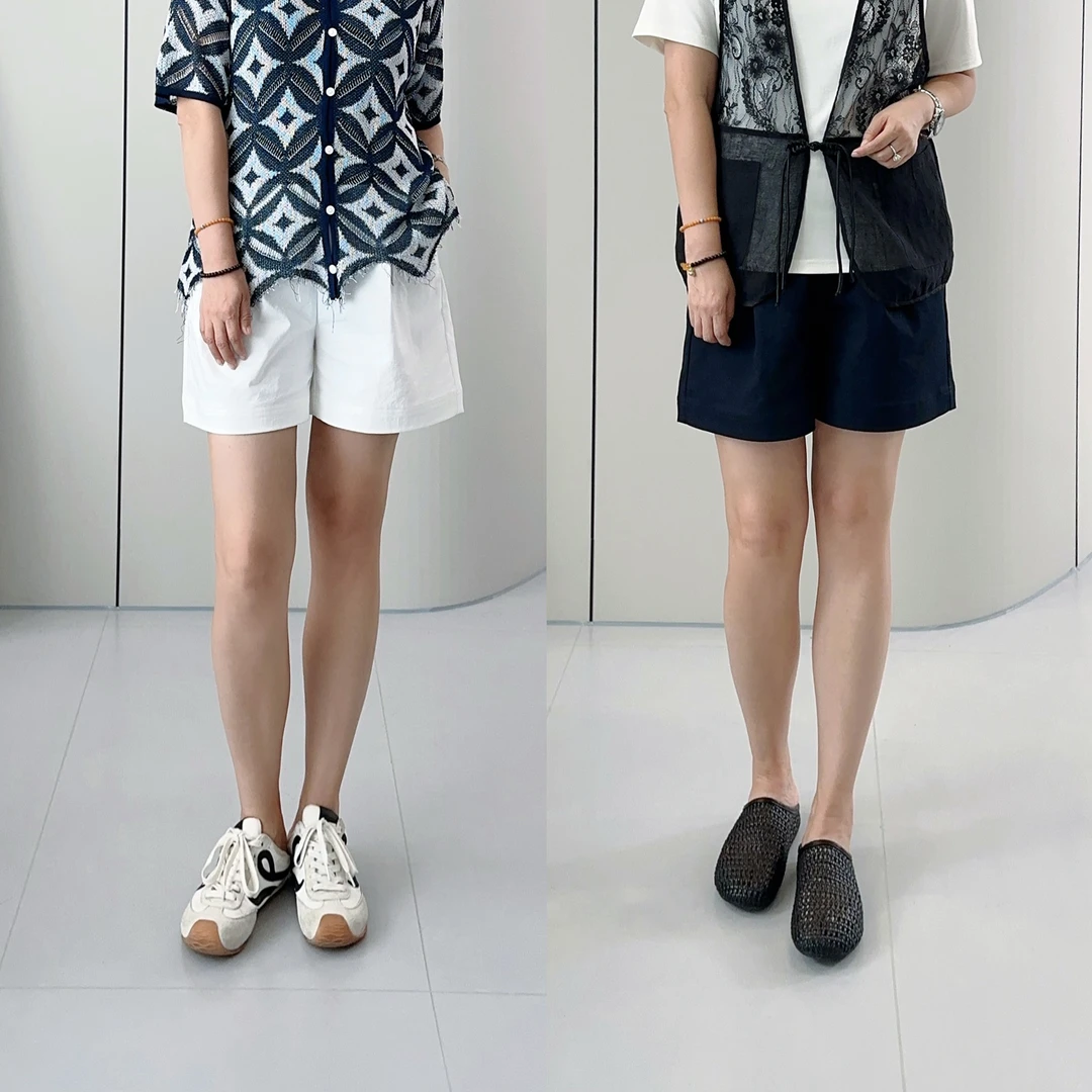 GS显瘦【抗皱短裤】松紧内卷腰四分裤短裤遮肚子显瘦裤子965