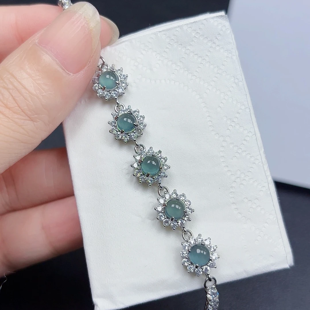 翡翠颈饰银S925镶嵌手链