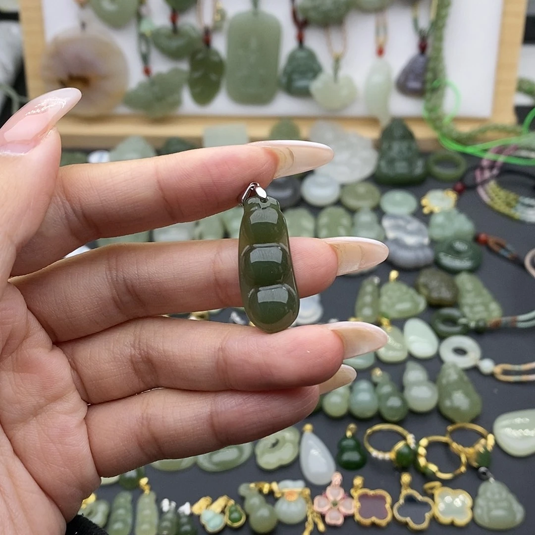 和田玉吊坠(不含链)银S925镶嵌