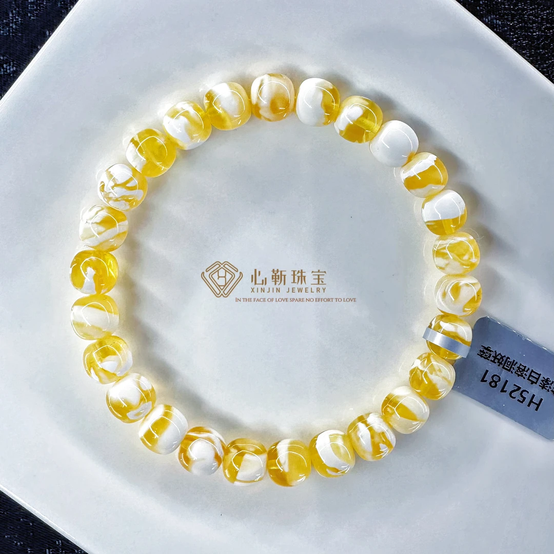 【典藏·溶洞】8mm金漆白溶洞妖孽蜜蜡高桩老型手串 一物一图
